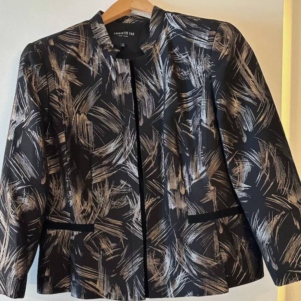 Lafayette 148 New York Black and Gold Brushstroke Blazer- Limited Edition